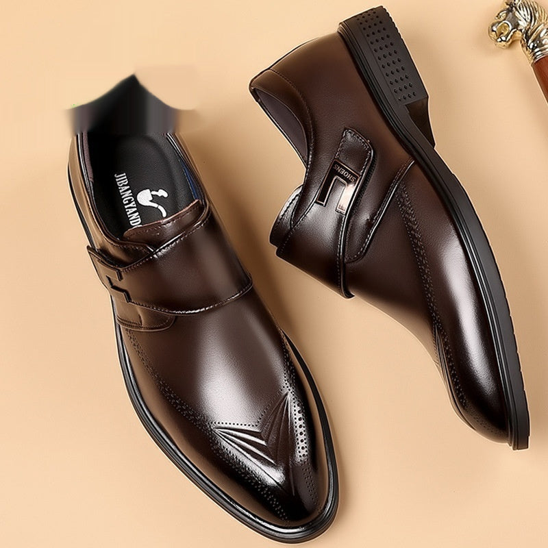 Zapatos de cuero para hombre de piel de vacuno de plena flor con puntera en forma de pipa