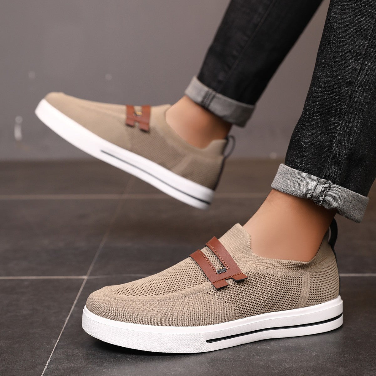 Zapatos informales transpirables de verano para hombre, de malla suave y elástica, ligeros