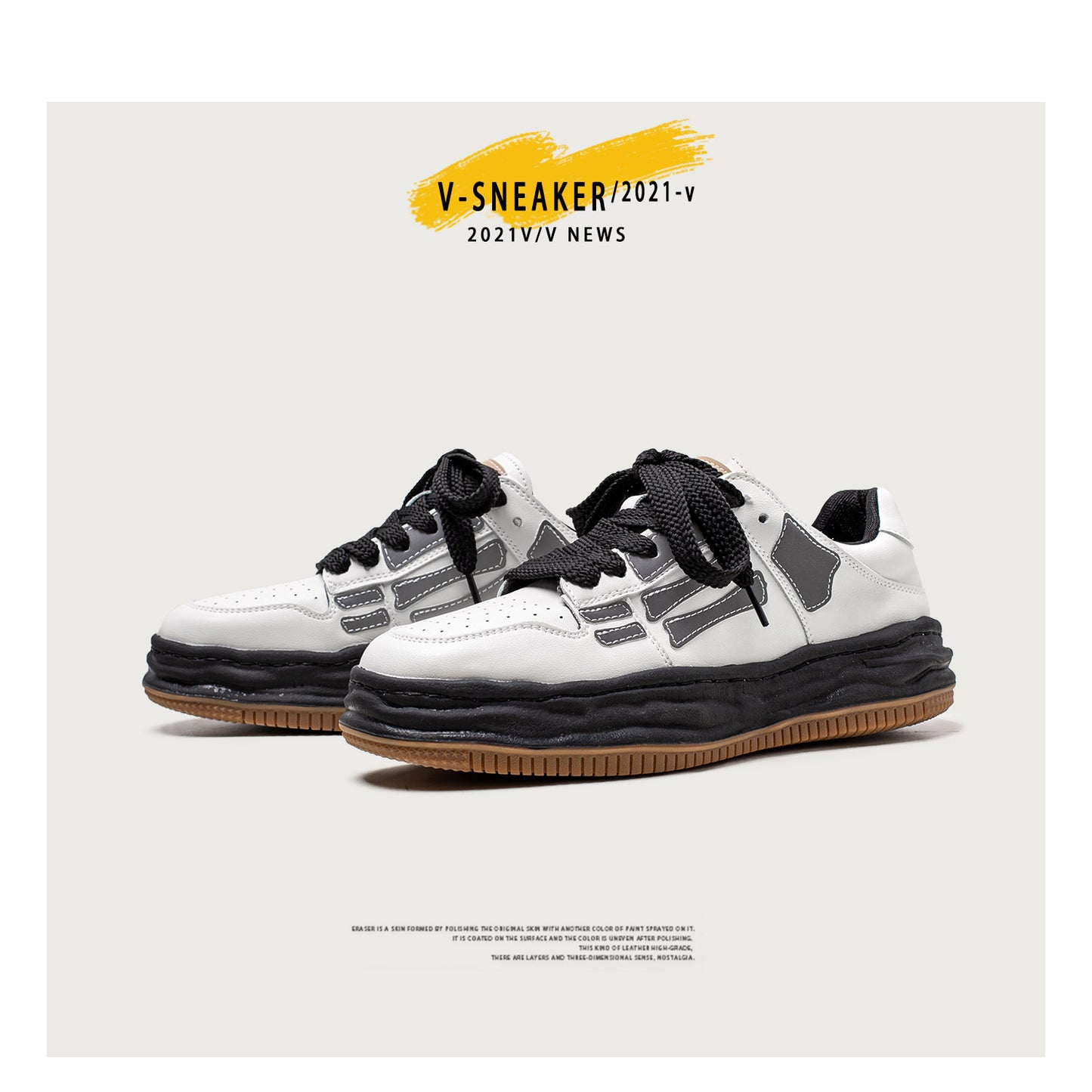Zapatillas Retro con Plataforma y Hueso Reflectante para Hombre