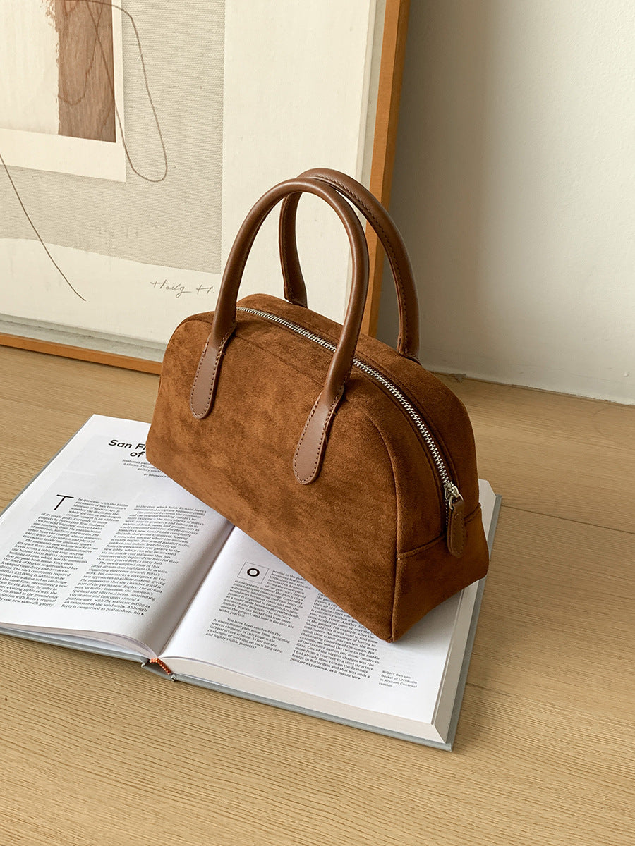 Bolso de mano de ante de gran capacidad para mujer