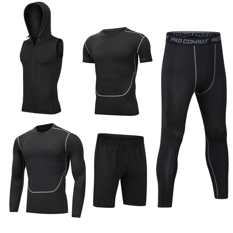 Traje de secado rápido de 5 piezas para gimnasio y deportes de ocio