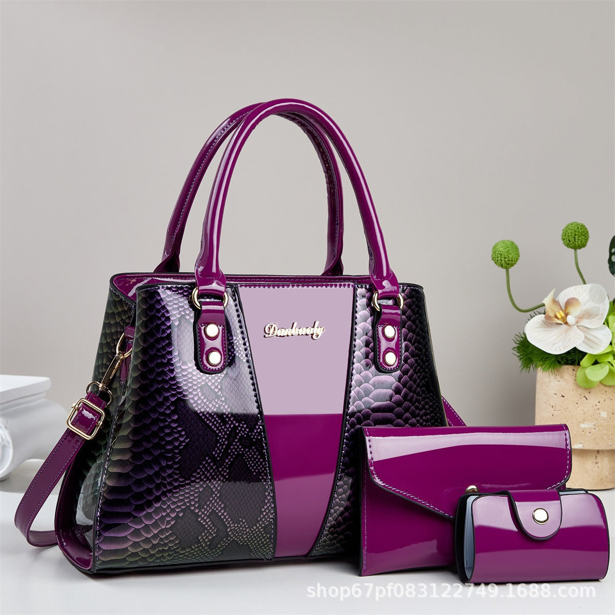 Bolso Tote de Gran Capacidad con Estampado de Serpiente y Correa Cruzada al Hombro