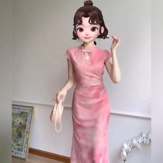 Cheongsam With Mother-of-pearl Buttons Dress