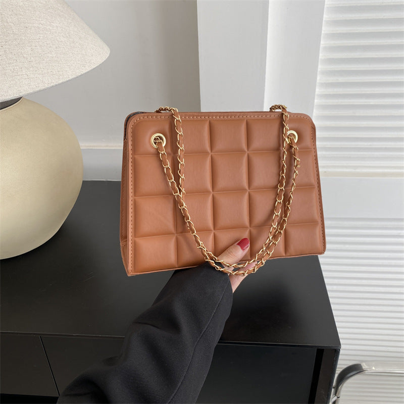 Bolso de Cuadros Pequeño con Bordado de Patrón de Diamantes para Mujer