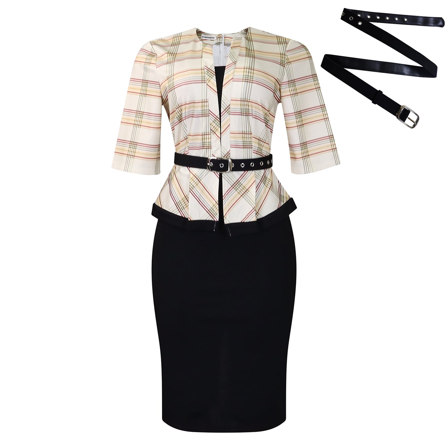 Vestido de tubo elegante con costuras y cadera, estilo OL