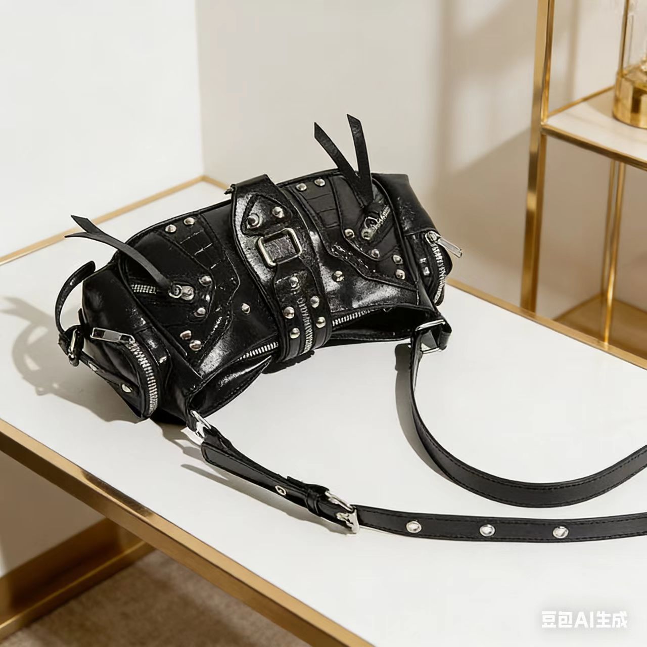 Bolso bandolera de motorista con un solo hombro estilo Y2K atrevido para uso diario