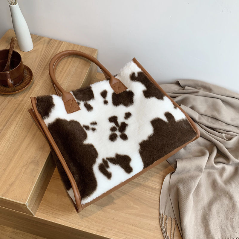 Bolso de hombro de felpa versátil, a la moda, para otoño e invierno
