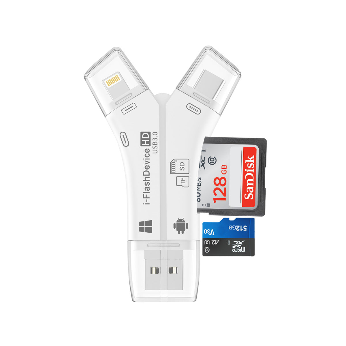 Lector de Tarjetas para Teléfono Móvil TF SD Multifuncional Cuatro en Uno Universal