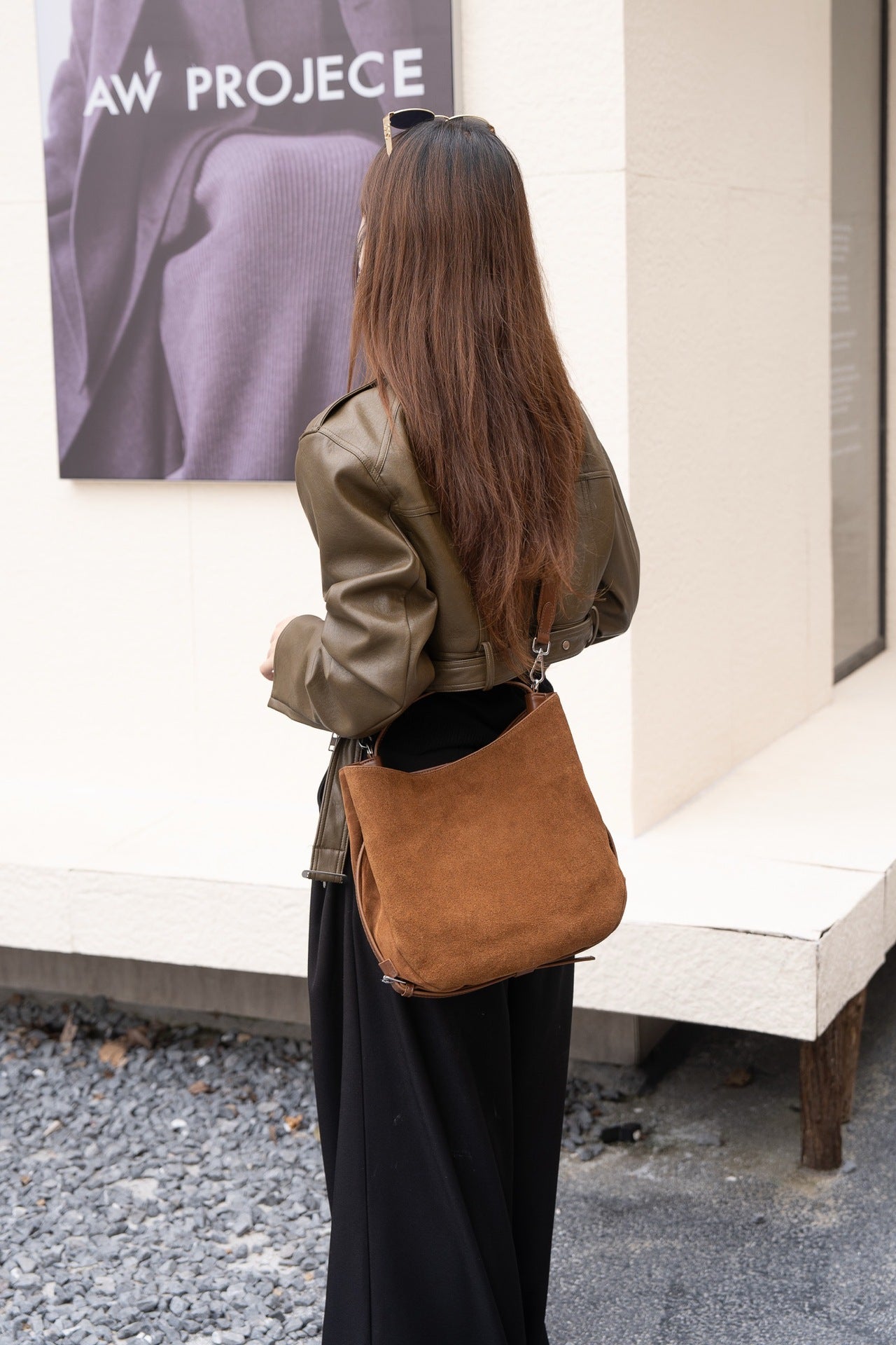 Bolso cruzado de hombro de piel de vacuno mate