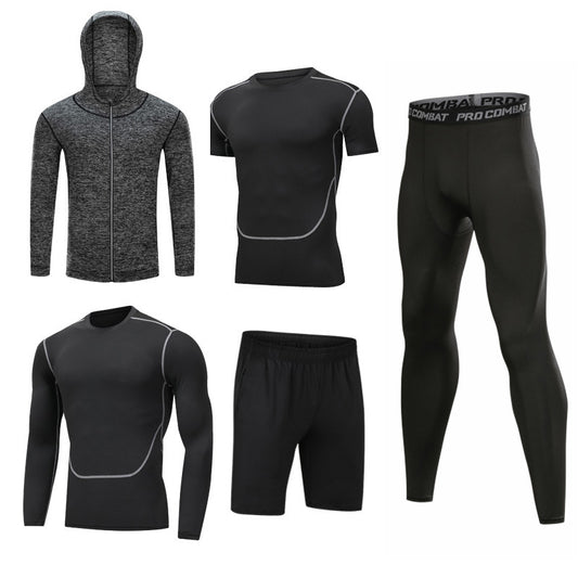 Traje de secado rápido de 5 piezas para gimnasio y deportes de ocio