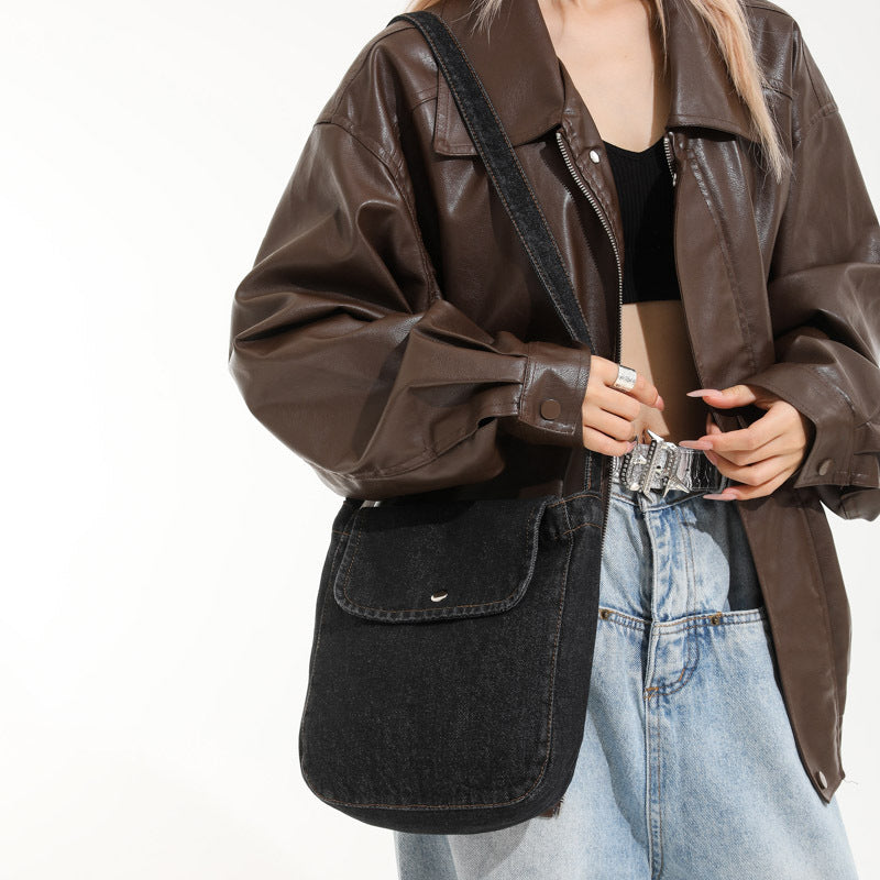 Womens Denim Commuter Crossbody Bag