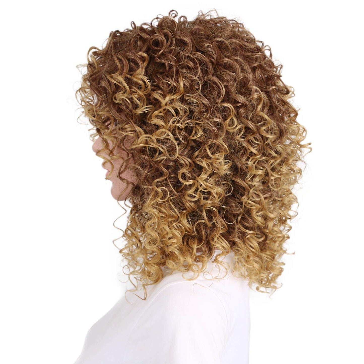 Peluca rizada corta de cabello sintético a la moda