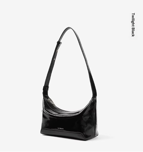Bolso de Piel Genuina de Grano Completo para Mujer, Tipo Bandolera, Color Negro