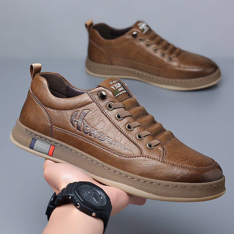 Nuevos zapatos de cuero informales y transpirables para hombre que combinan con todo