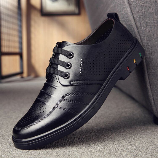 Zapatillas de cuero informales de negocios con plantilla para aumentar la altura para hombres