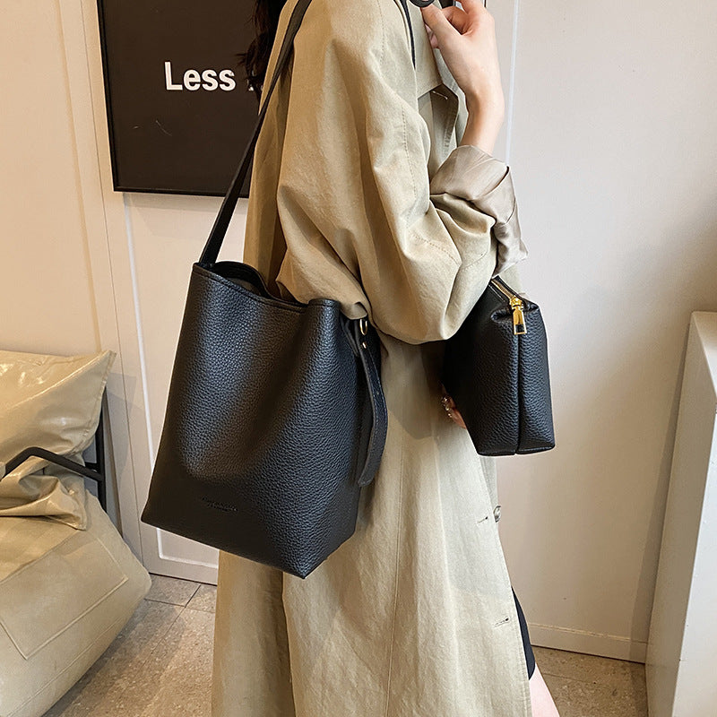 New Autumn Fashion Two-piece Soft Bucket Bag Set