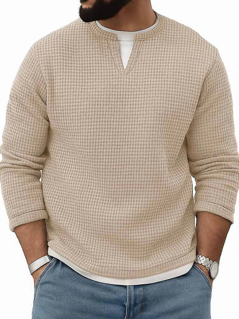 Conjunto de dos piezas de manga larga con cuello redondo para hombre, otoño-invierno