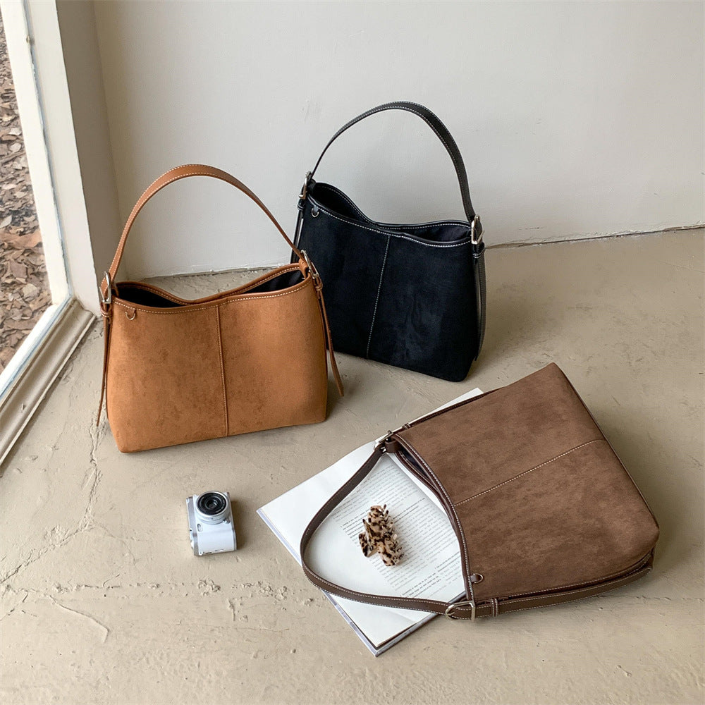 Suede Retro-Style Large-Capacity Womens Shoulder Bag