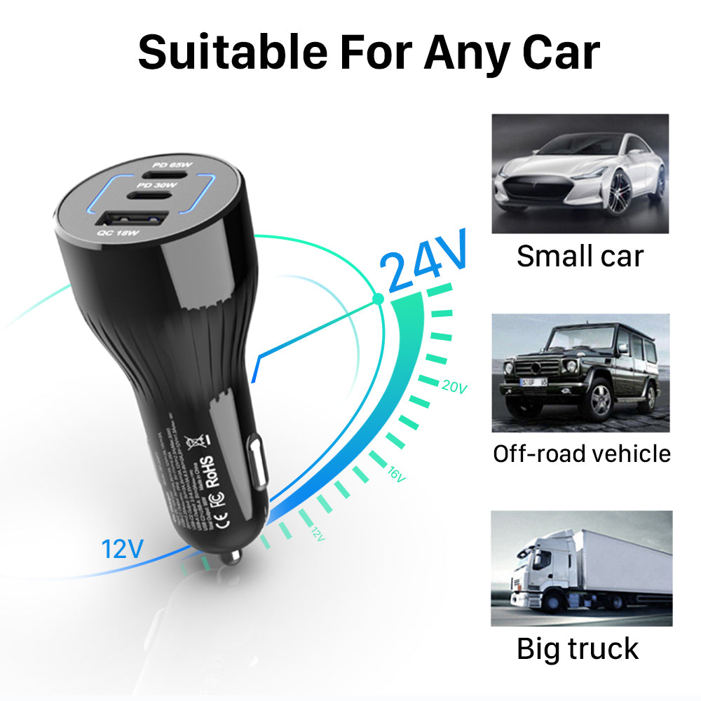 Cargador de coche multifunción de viaje de carga rápida para portátiles, tabletas y teléfonos móviles