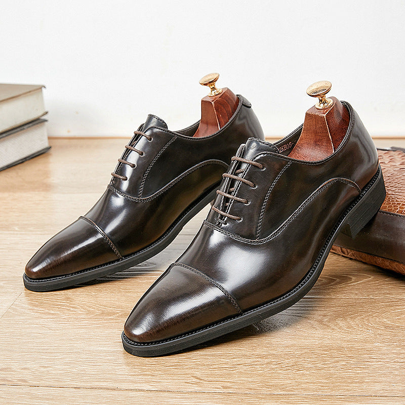 Zapatos Oxford de charol de tres piezas con punta y suela blanda para hombre de negocios