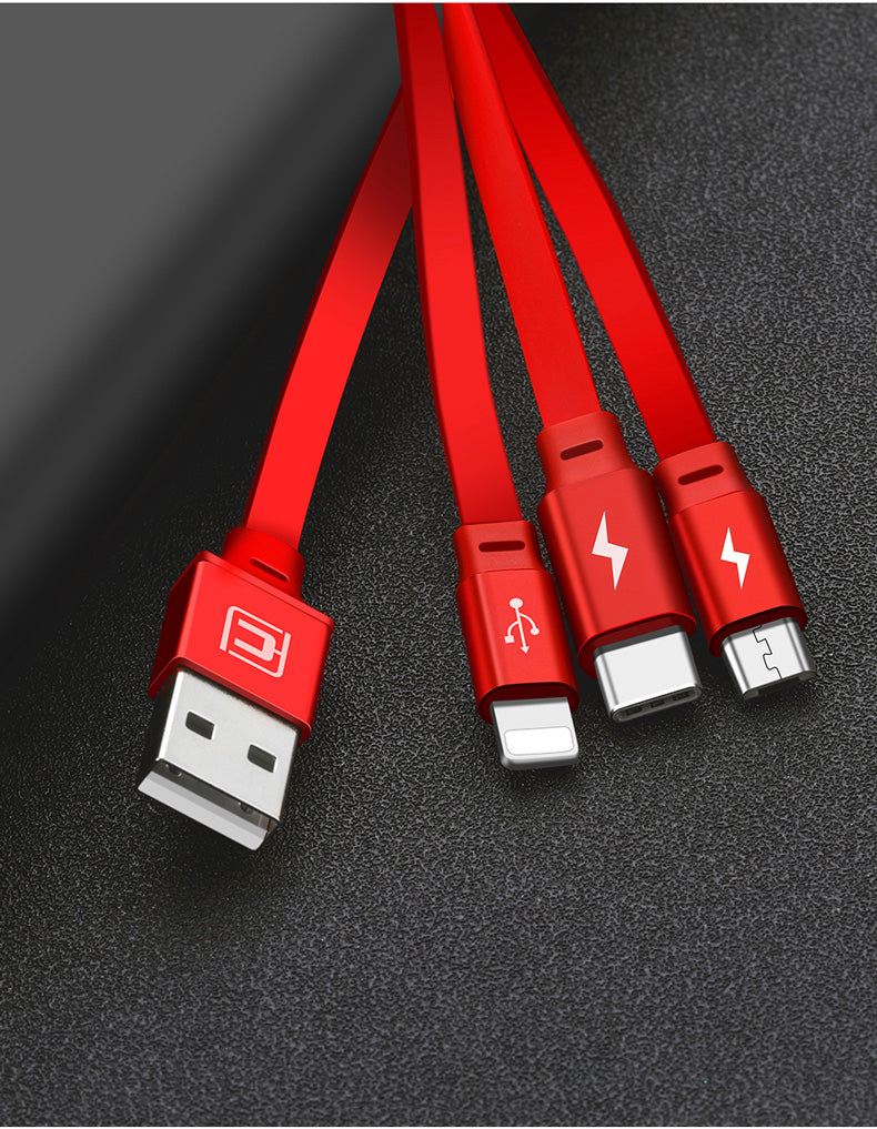 Cable de carga telescópico tres en uno multifunción multi-cabezal para teléfono móvil