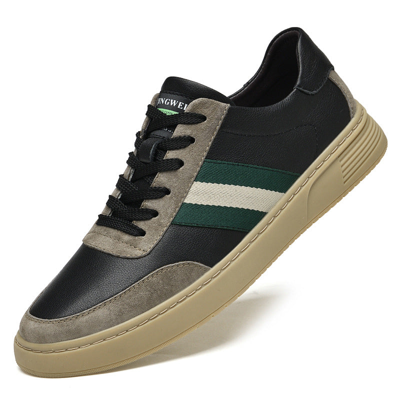 Nuevos Zapatos Casuales Planos para Hombre con Cordones de Cuero Vacuno