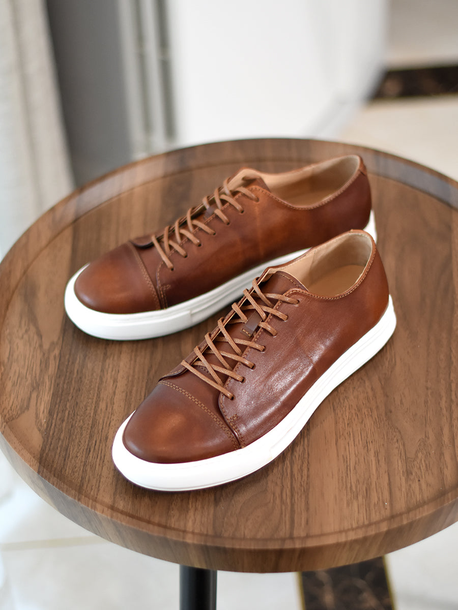 Zapatos casuales de cuero de caballo de primera calidad hechos a mano para hombre, con efecto envejecido