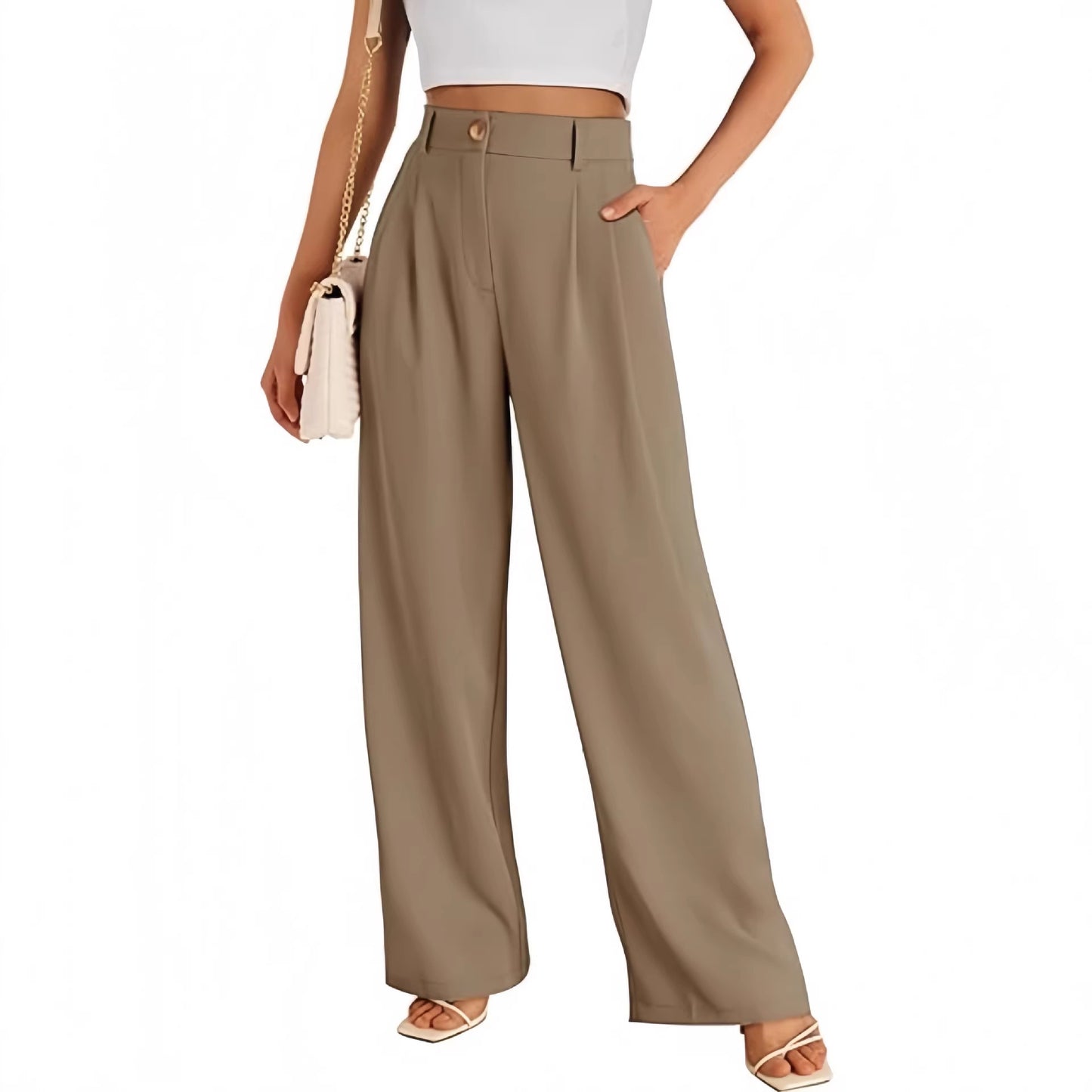 New European And American Style Pocket Dress Pants Wide-leg Formal Trousers
