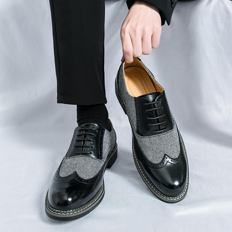 Zapatos de cuero Brogue de moda para hombre, estilo coreano, informales, formales