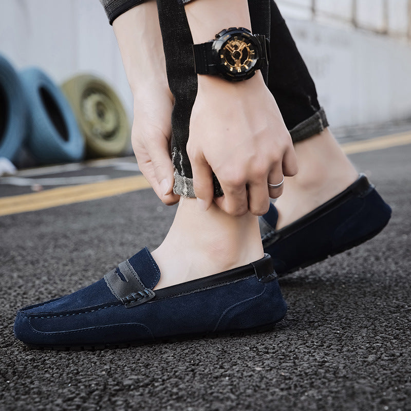 Nuevos Mocasines sin Cordones para Hombre de Cuero Versátiles con Ribete Color Block