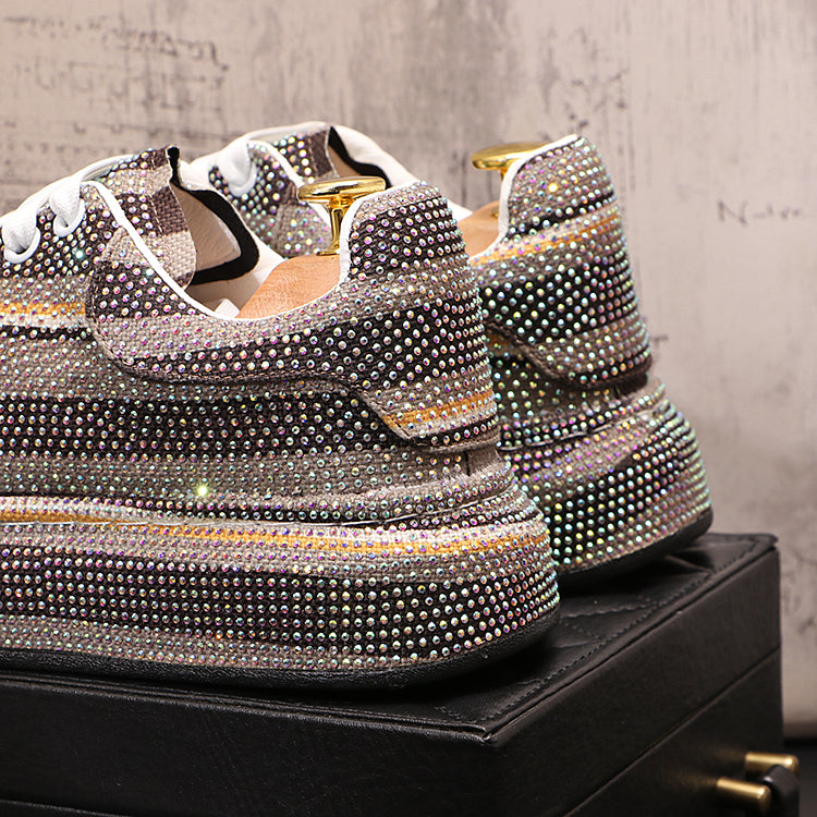 Zapatillas casuales bajas de hombre con pedrería a la moda