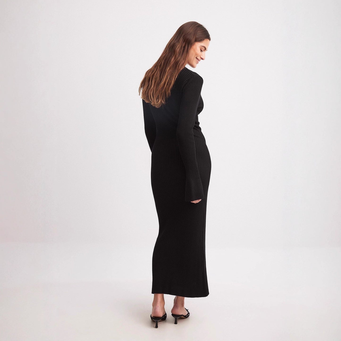 Women's Knitted Long-Sleeve Dress Deep V-Neck Sweater For Export