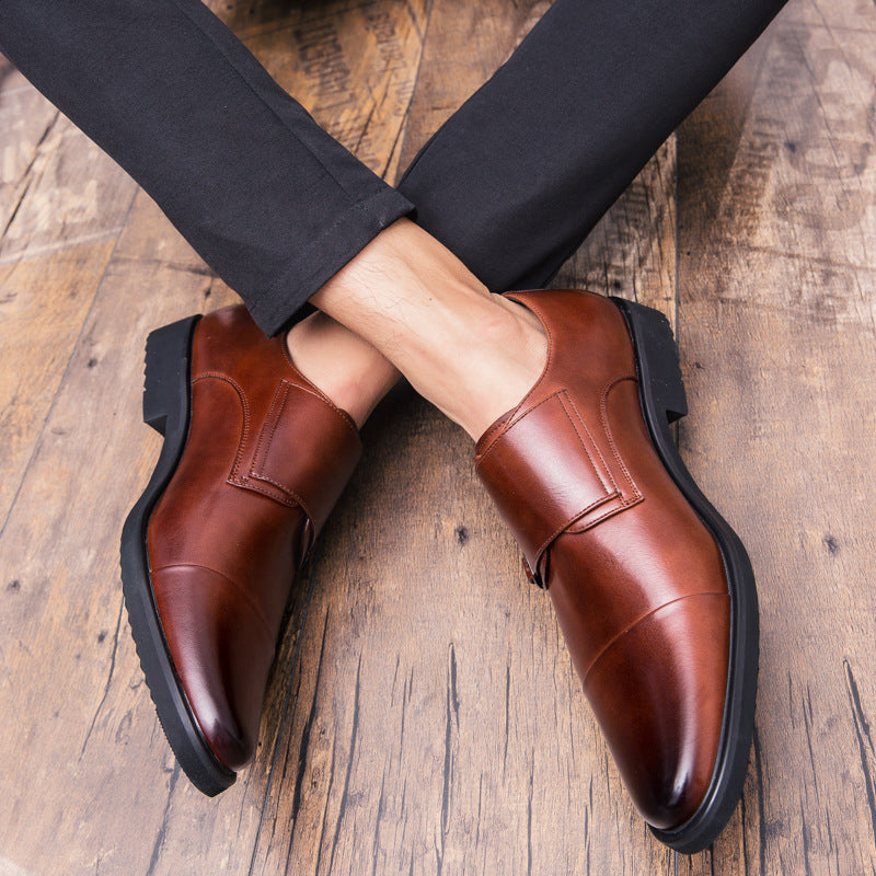 Zapatos de cuero slip-on británicos de tallas grandes para hombre