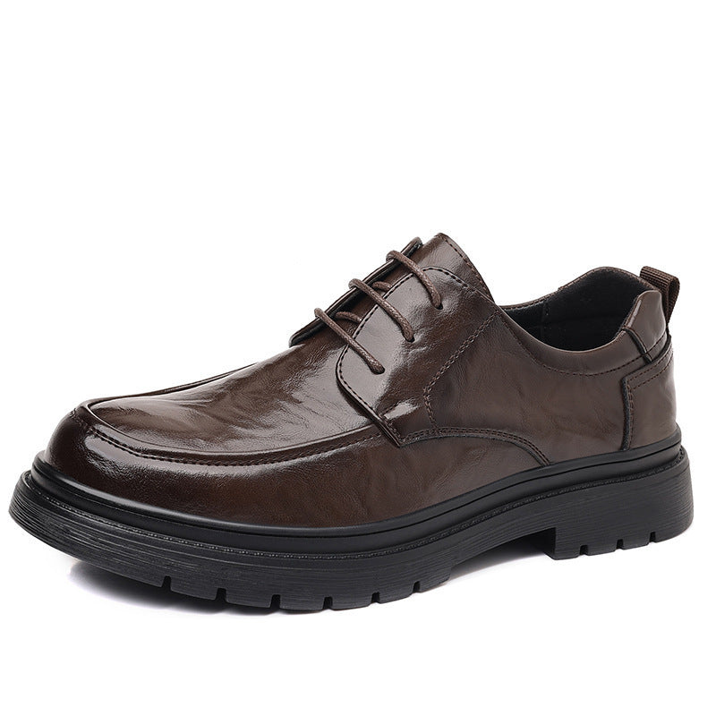 Zapatos de cuero con plataforma y suela gruesa para el tiempo libre