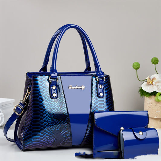 Bolso Tote de Gran Capacidad con Estampado de Serpiente y Correa Cruzada al Hombro