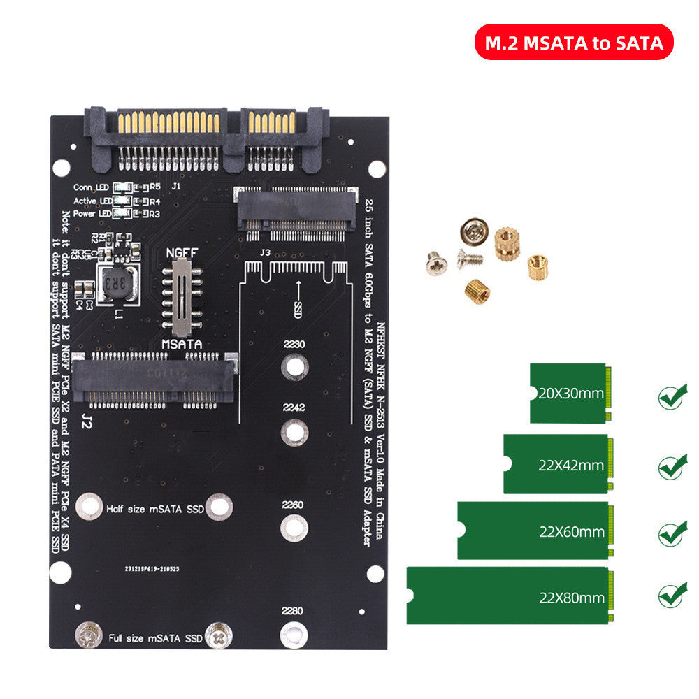 Tarjeta Adaptadora de Conversión SATA3 a M2 NGFF MSATA SSD Placa Conmutadora