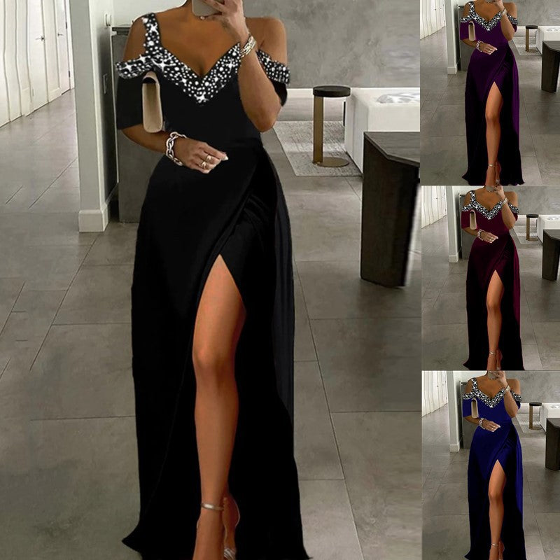 European And American Off-shoulder Spaghetti Strap Dress