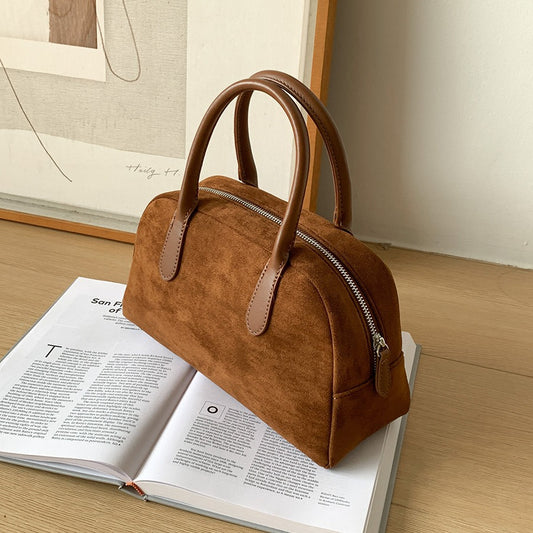 Bolso de mano de ante de gran capacidad para mujer