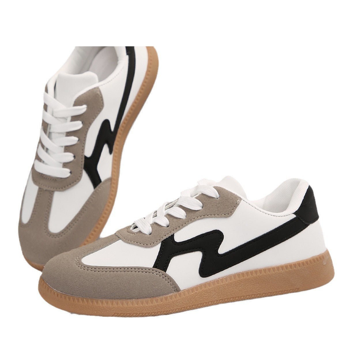 Zapatos de tabla deportivos con cordones, planos e informales para estudiantes, de moda para mujer