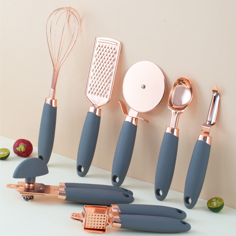 Juego de peladores de cocina con baño de cobre