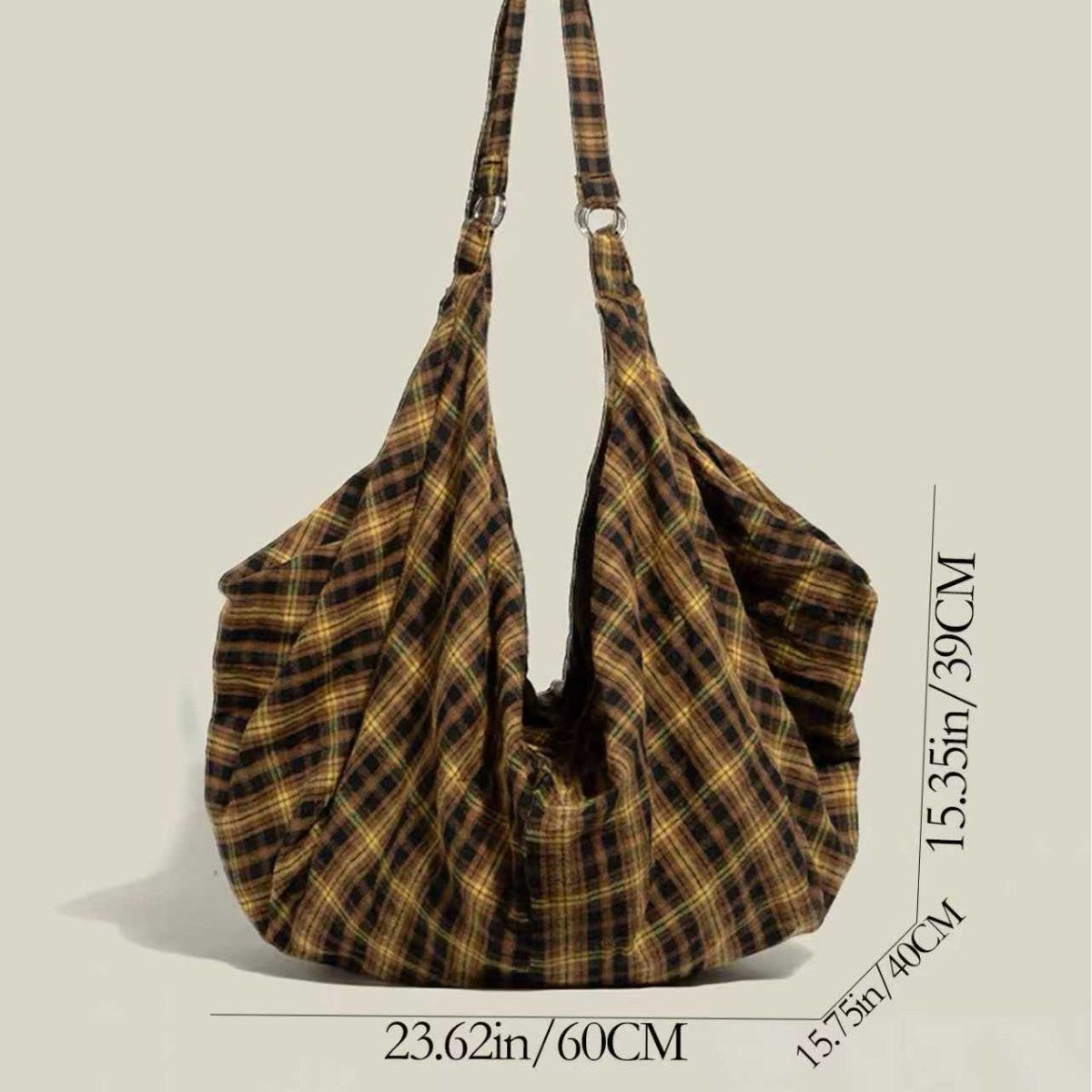 Bolso de hombro/cruzado de tartán de gran capacidad para mujer