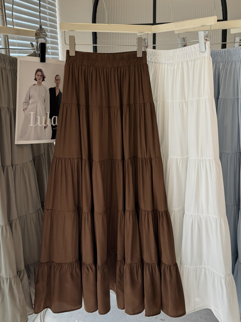 Falda midi de corte A de tiro alto adelgazante para mujer