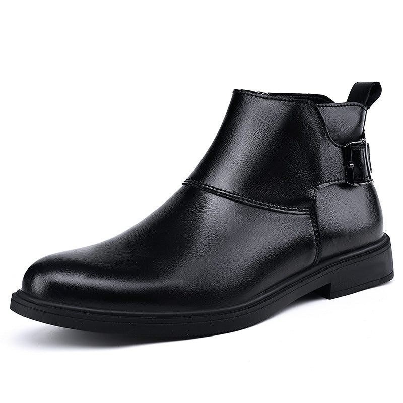 Botines de cuero estilo británico con cremallera y caña alta