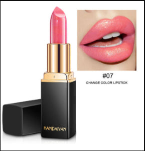 Barra de labios metálica brillante Perlescente Lápiz labial que cambia de color Lápiz labial dorado