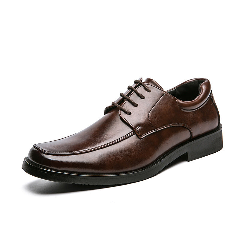 Zapatos de Cuero de Moda Casual de Negocios de Punta Cuadrada de Caña Baja para Hombres