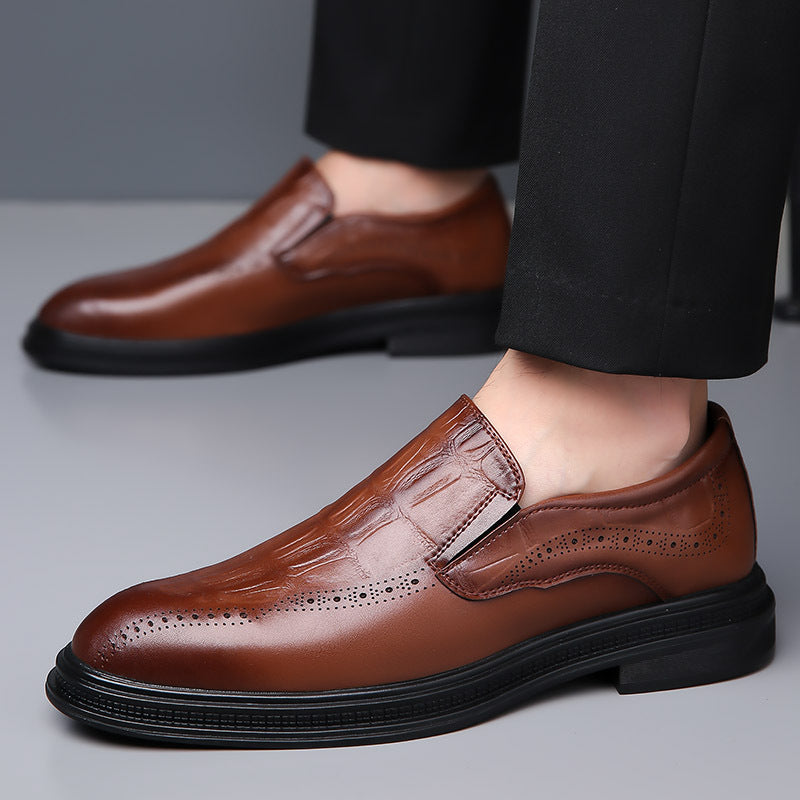 Zapatos de cuero puntiagudos estilo británico informales para hombre
