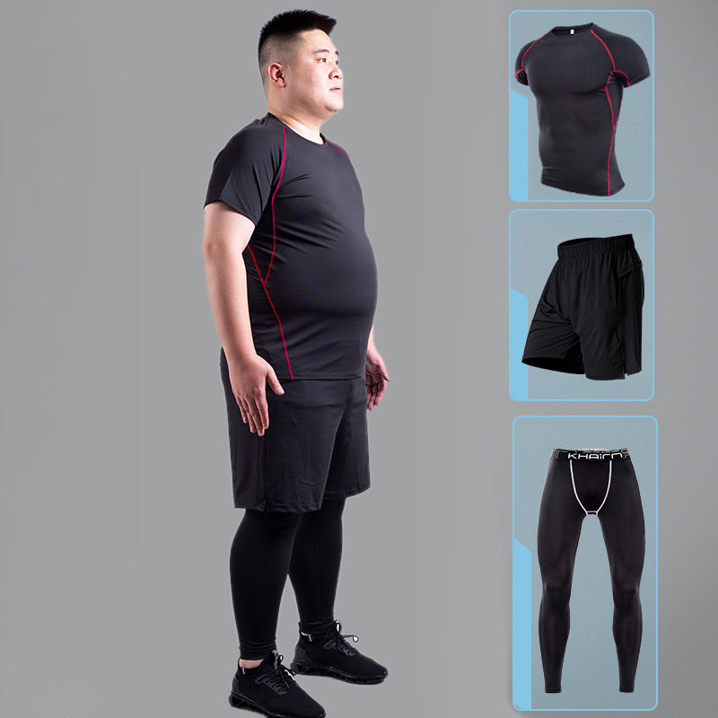 Hombre gordo, alta elasticidad, secado rápido, talla grande, traje de fitness