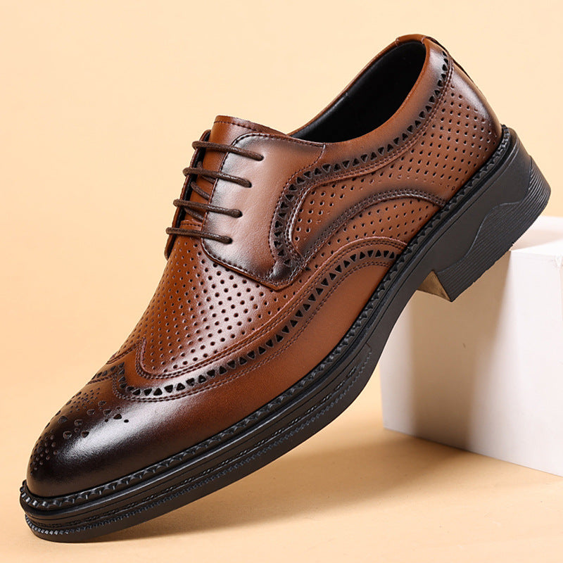 Zapatos de cuero huecos de hombre para negocios, formales, casuales
