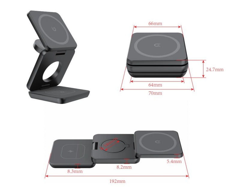 Soporte Plegable para Teléfono con Carga Inalámbrica y Succión Magnética