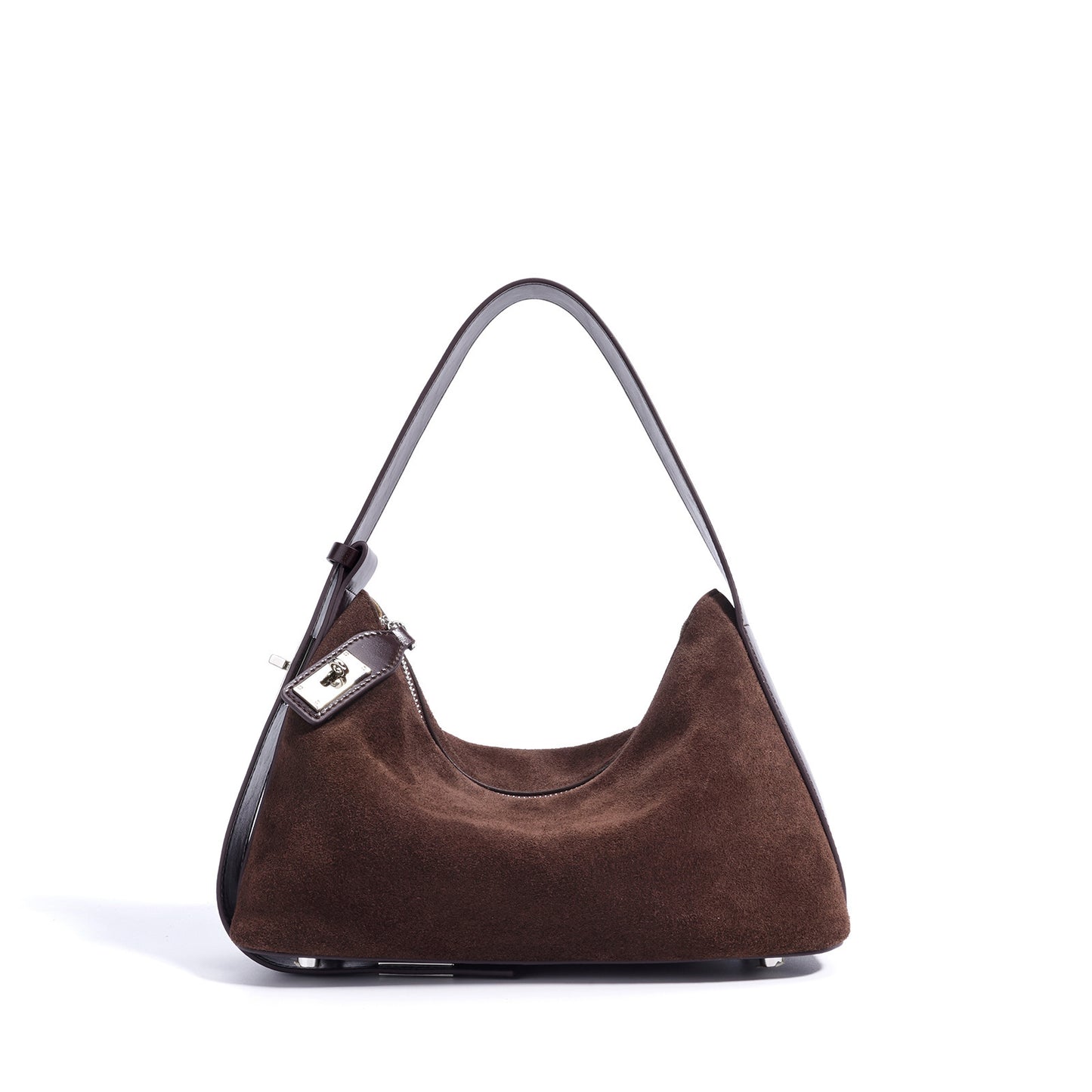 Bolso de Mujer Estilo Retro Chic Suave en Forma de Media Luna con Diseño de Níquel, Hombro y Asa, de Piel Vacuna
